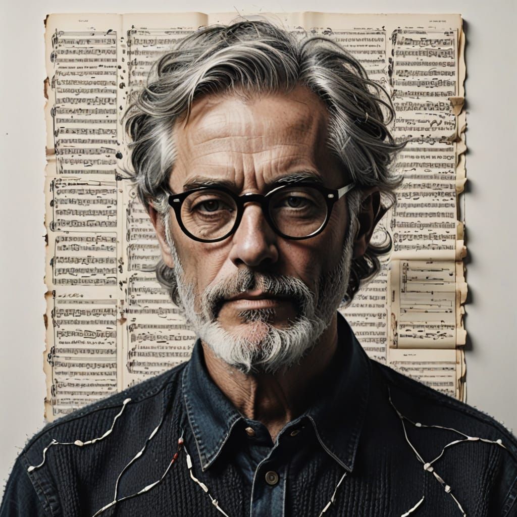 Wise Man Surrounded by Stitches, Minimalist Photo