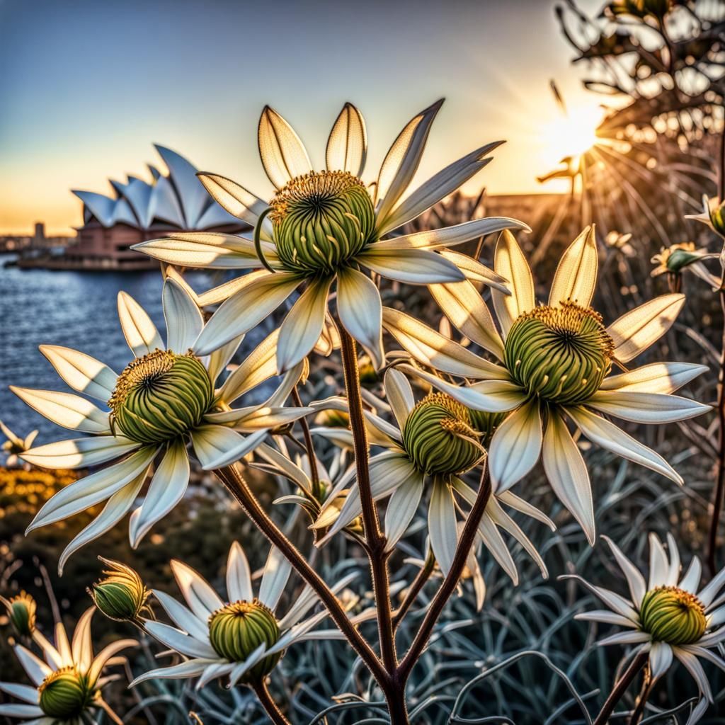 Opera House and Flannel Flowers in Alcohol Ink