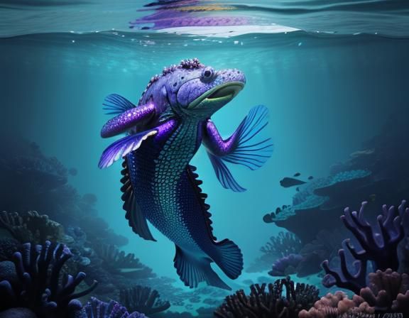 Female Amphipod in Coral Reef: Vivid Digital Art