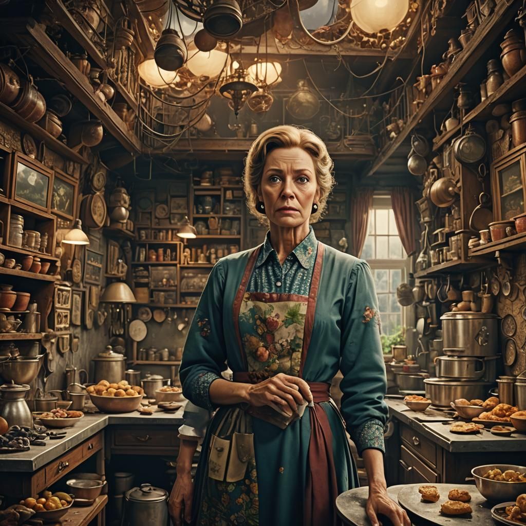 Cinematic Housewife in Digital Matte Painting Style
