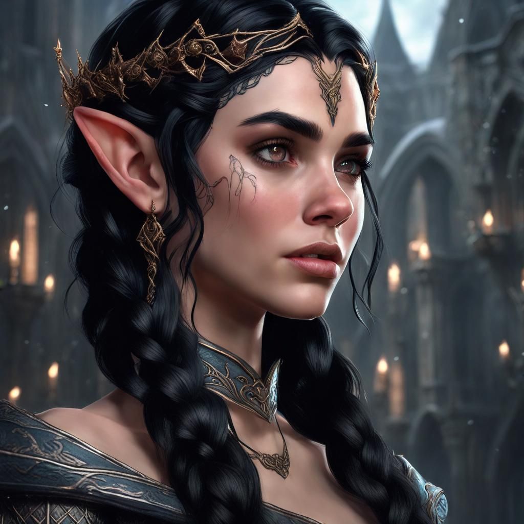 Fantasy Elf Princess with Braided Hair and Tattoos