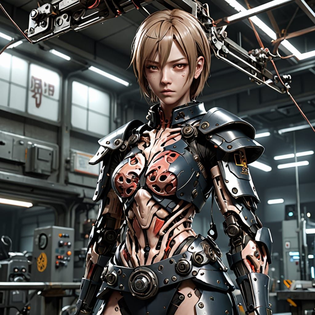 Cybernetic Flesh Transfiguration in Bio Horror Style