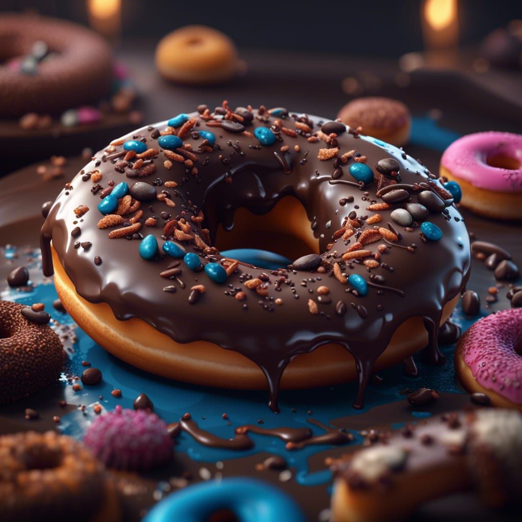 Delicious Chocolate Donut, Detailed Digital Matte Painting