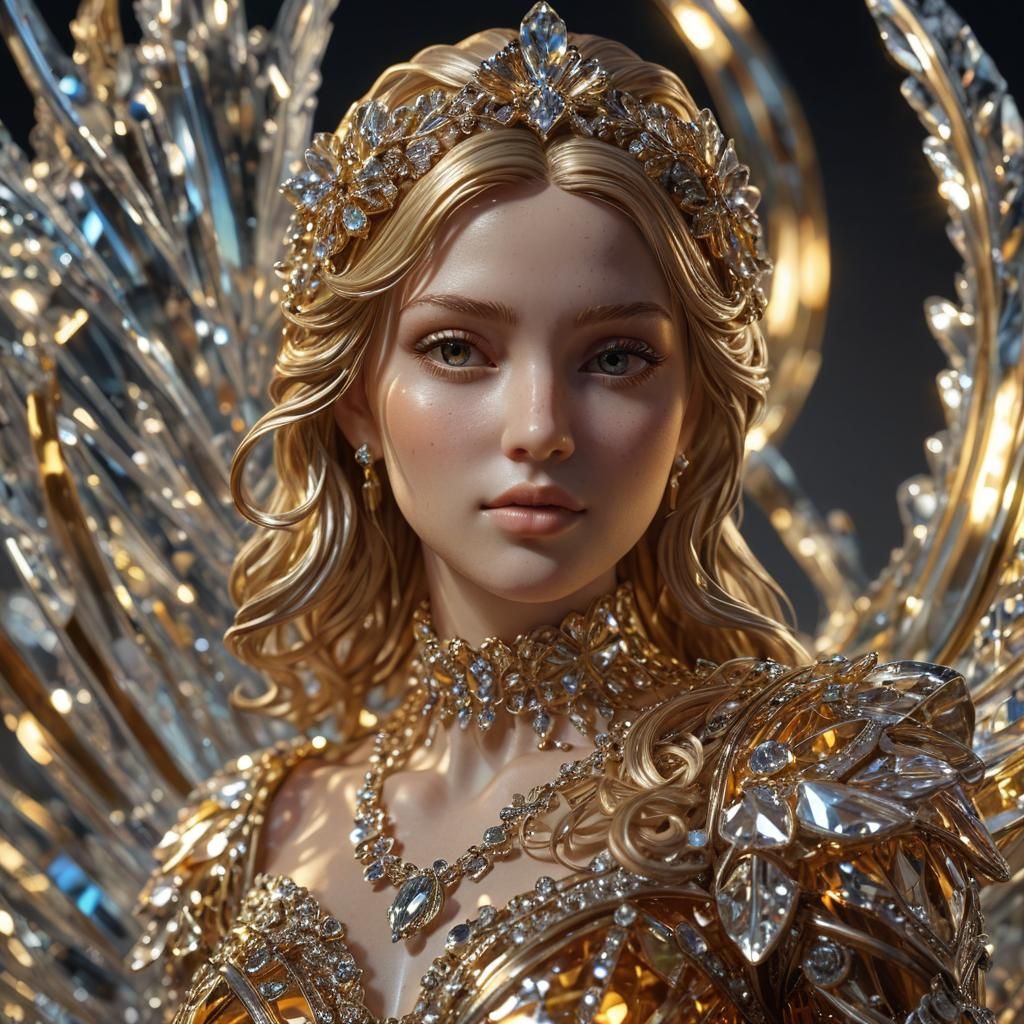 Stunning Crystal Figurine in Hyper-Realistic 3D Rendering