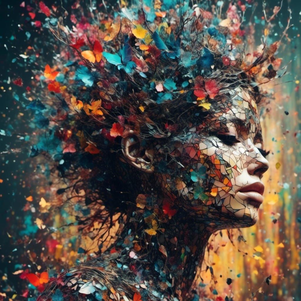 Cracked Glass Human in Vector Art Style