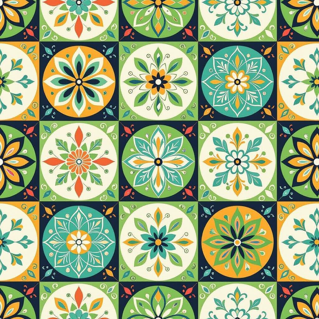 Seamless Pattern of Colorful Circles in Abstract Style