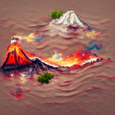 Watercolor Pixel Art Volcano in 8K Resolution