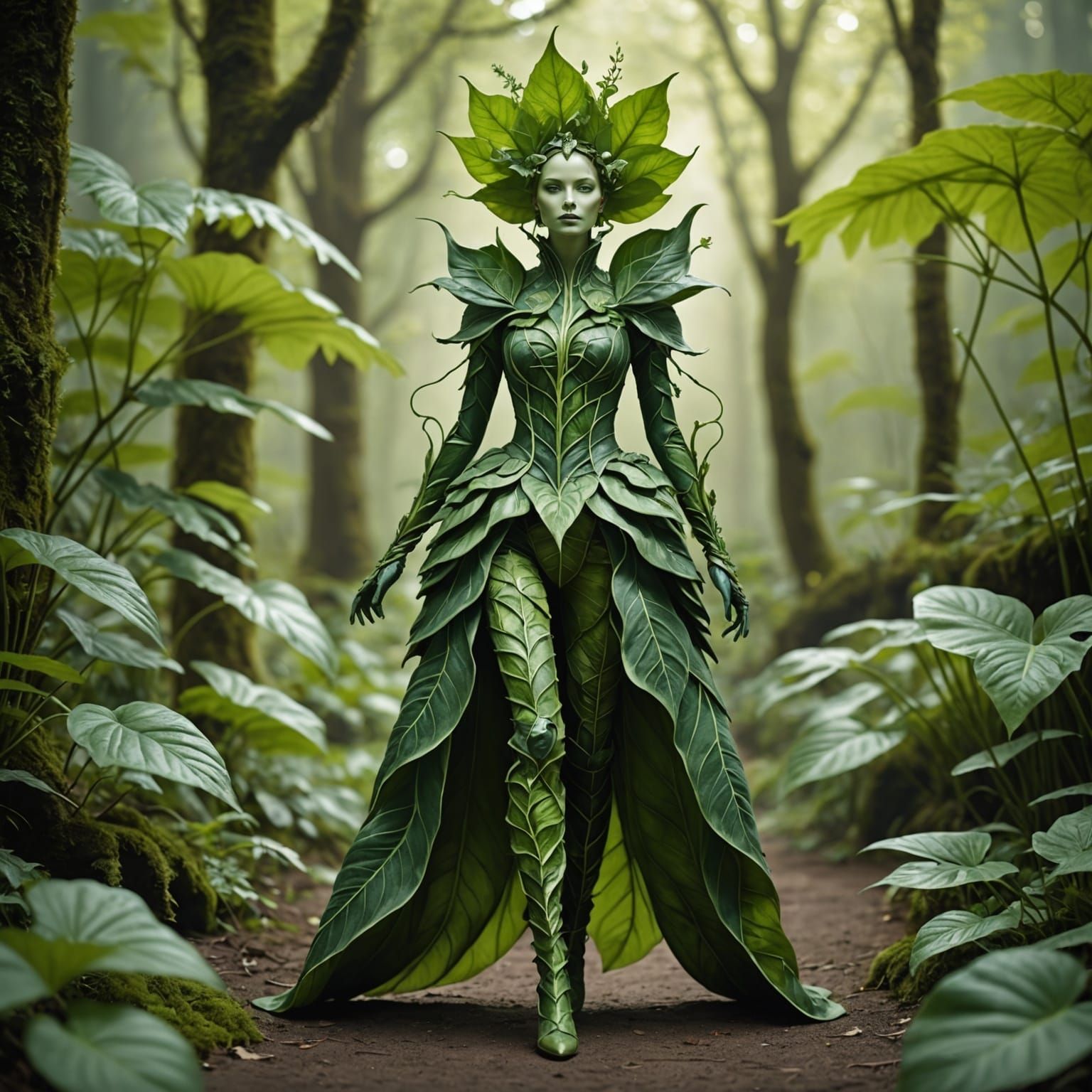 Botanical Figure in Surreal Fashion Photography Style