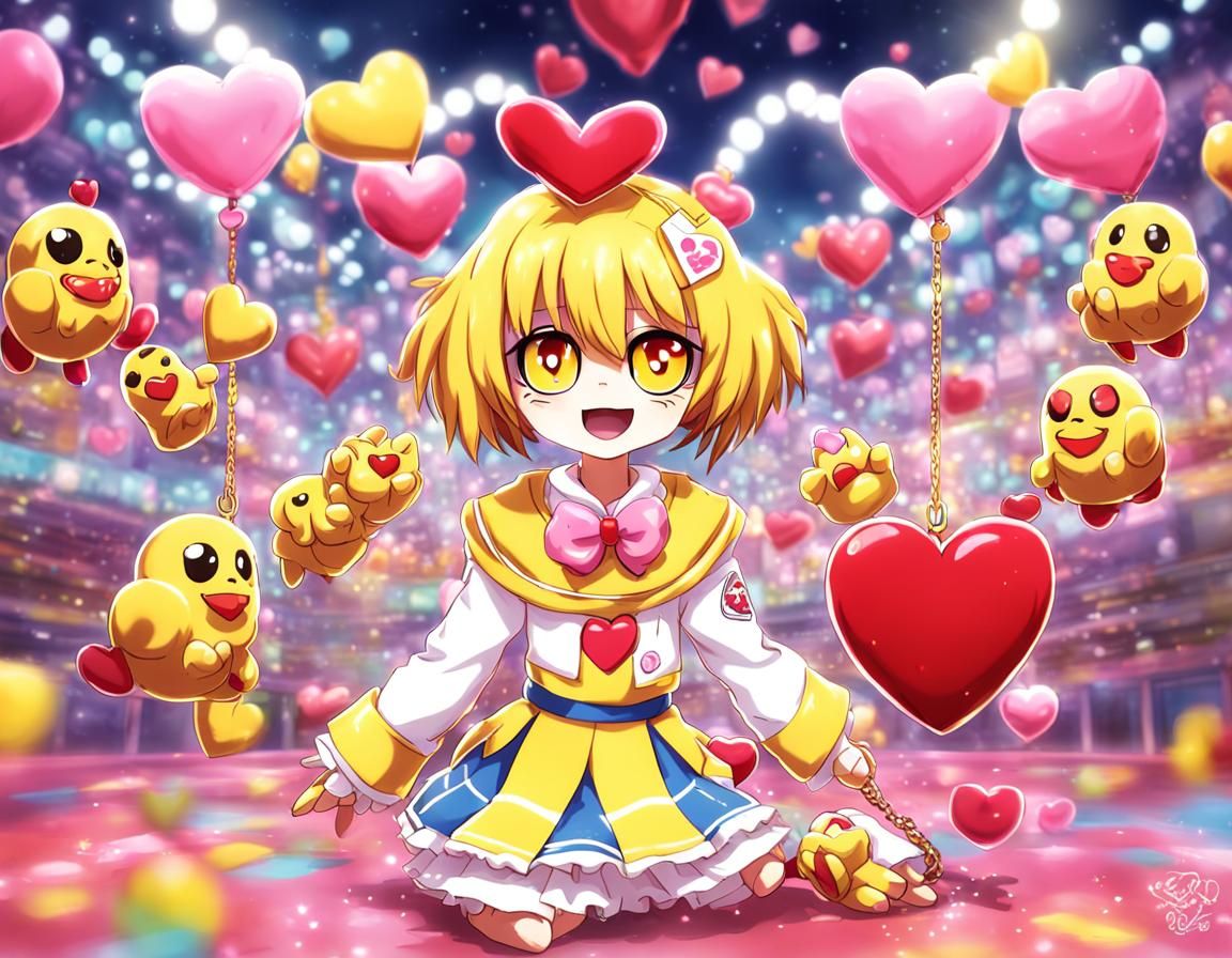 Toy Chica with Heart Necklace in Anime Style