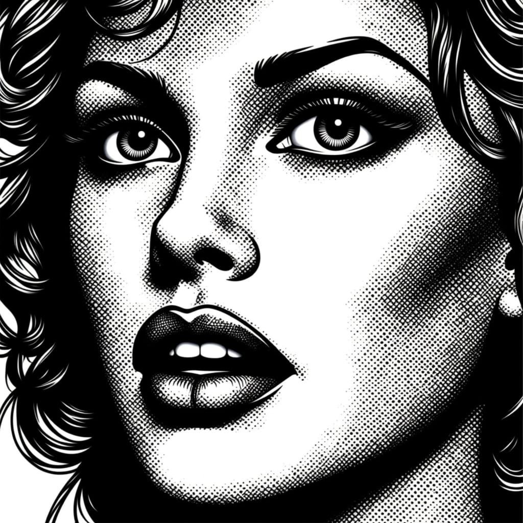 Pop Art Portrait: Woman's Face in High Contrast B&W