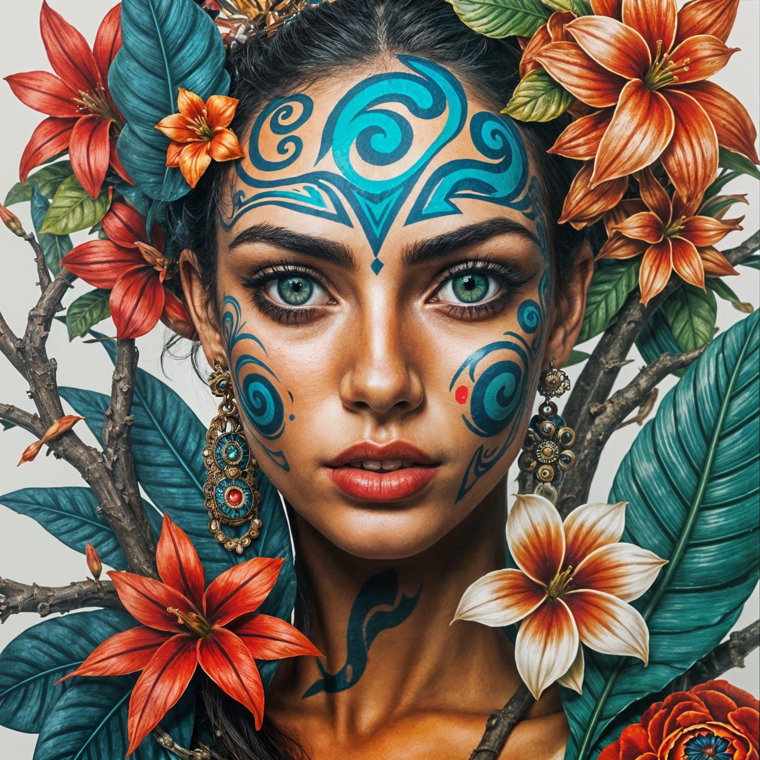 Ethereal Tribal Goddess in Tropical Paradise