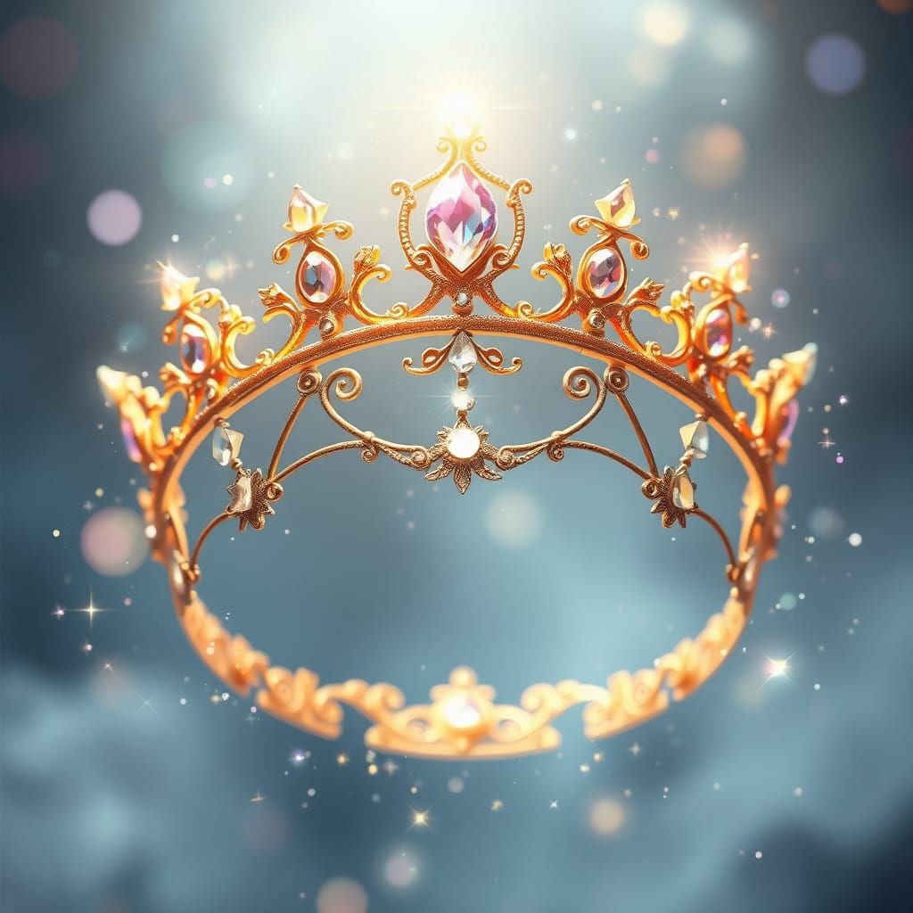 Magical Glowing Crown with Jewels and Filigree