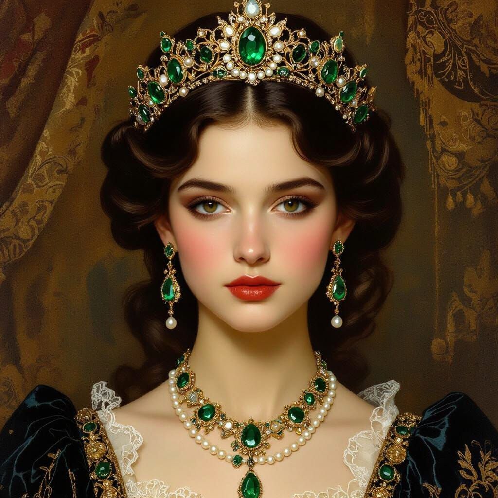 Regal Princess in Old World Painting Style