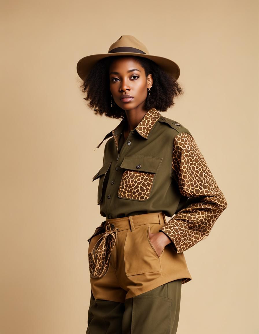 Non-Binary Model in Safari Expedition Outfit
