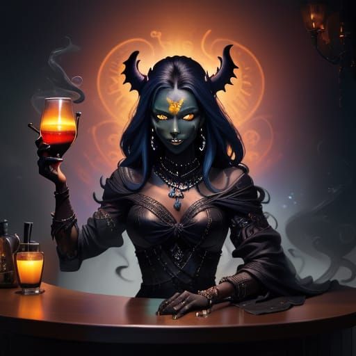 Mystical Voodoo Cocktail with Bioluminescent Glow