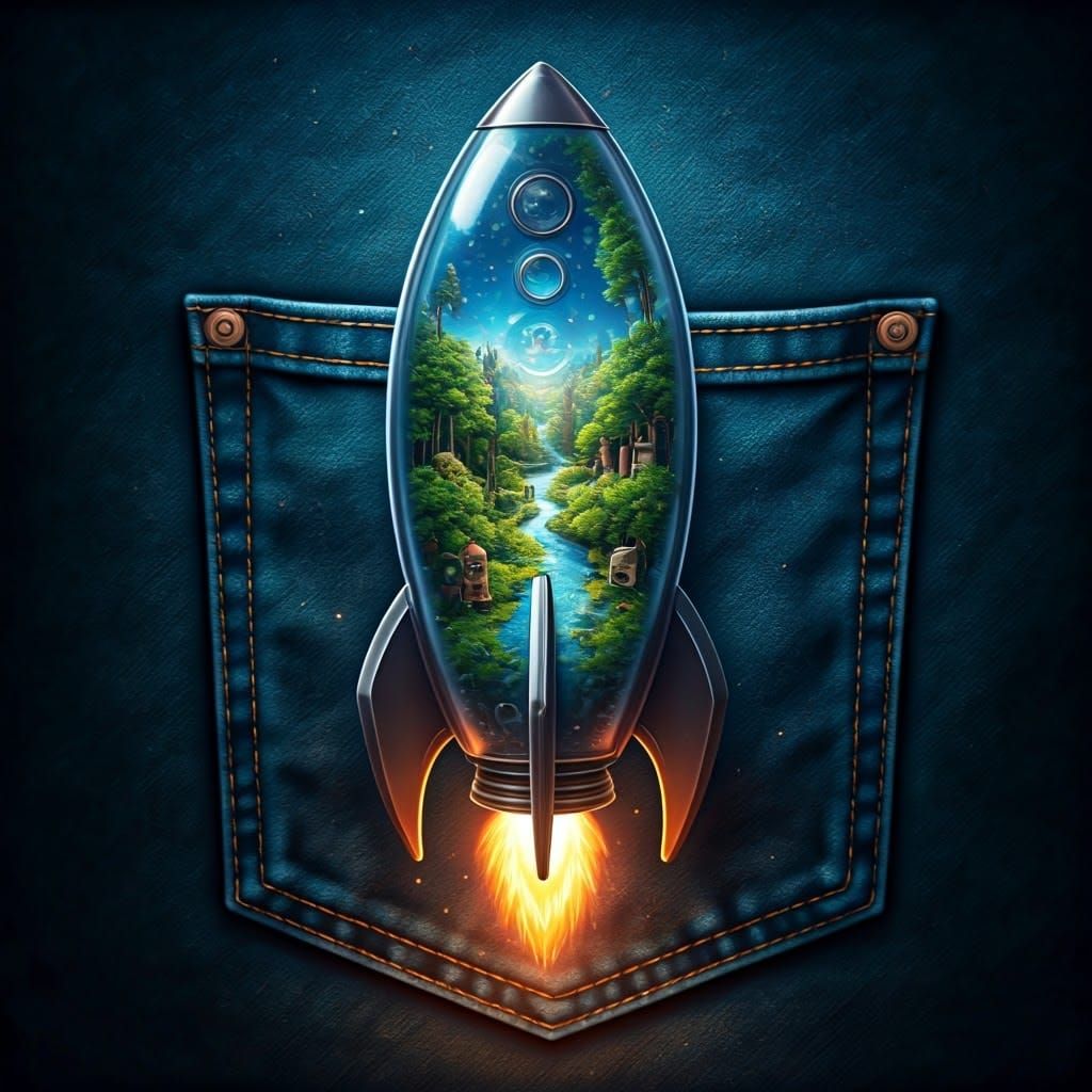 Steampunk Rocket Bursts From Pocket: Miniature World