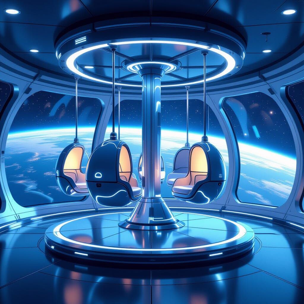 Zero Gravity Carousel in Space Station Observation Dome