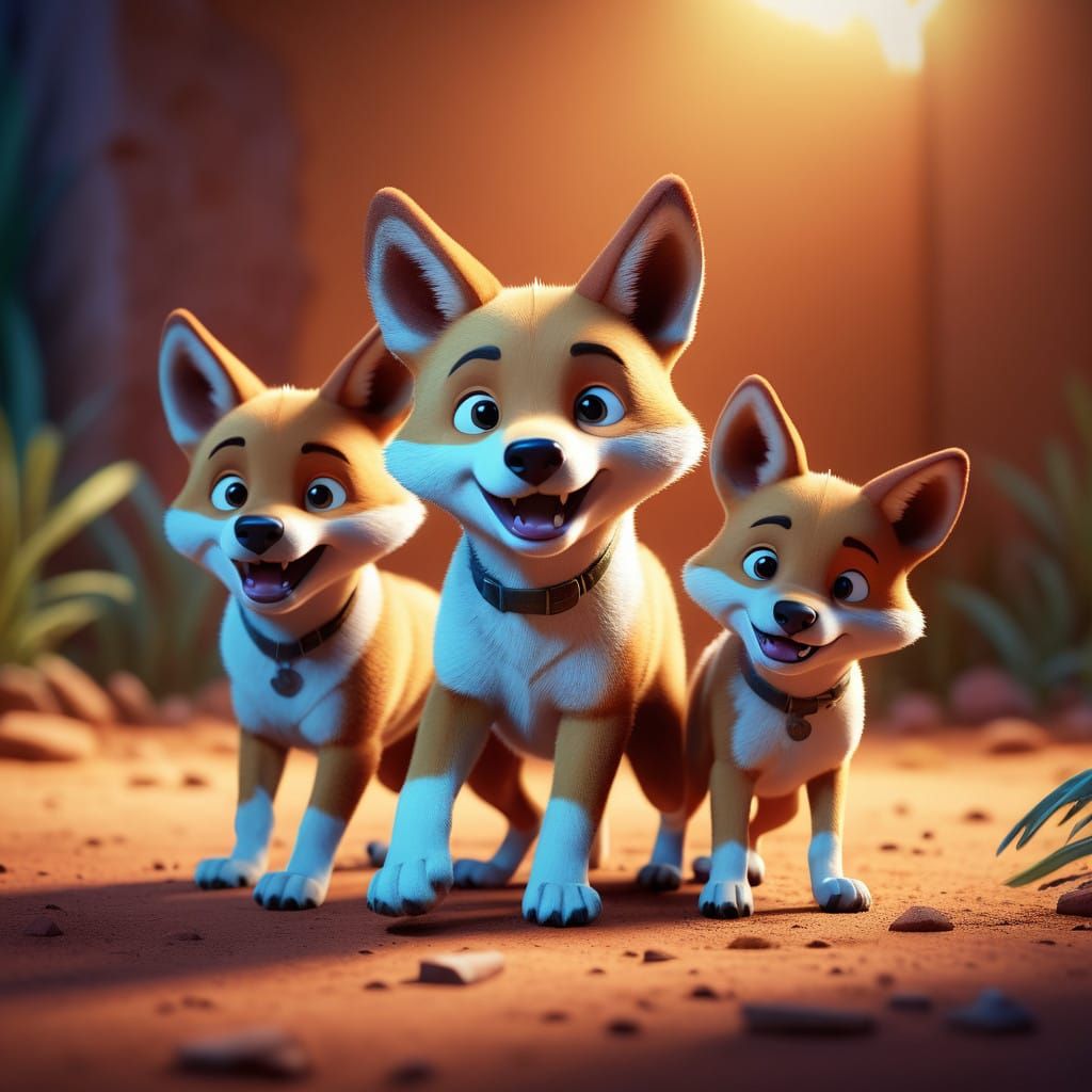 Vibrant Dingo Siblings Embark on Thrilling Hunting Adventure