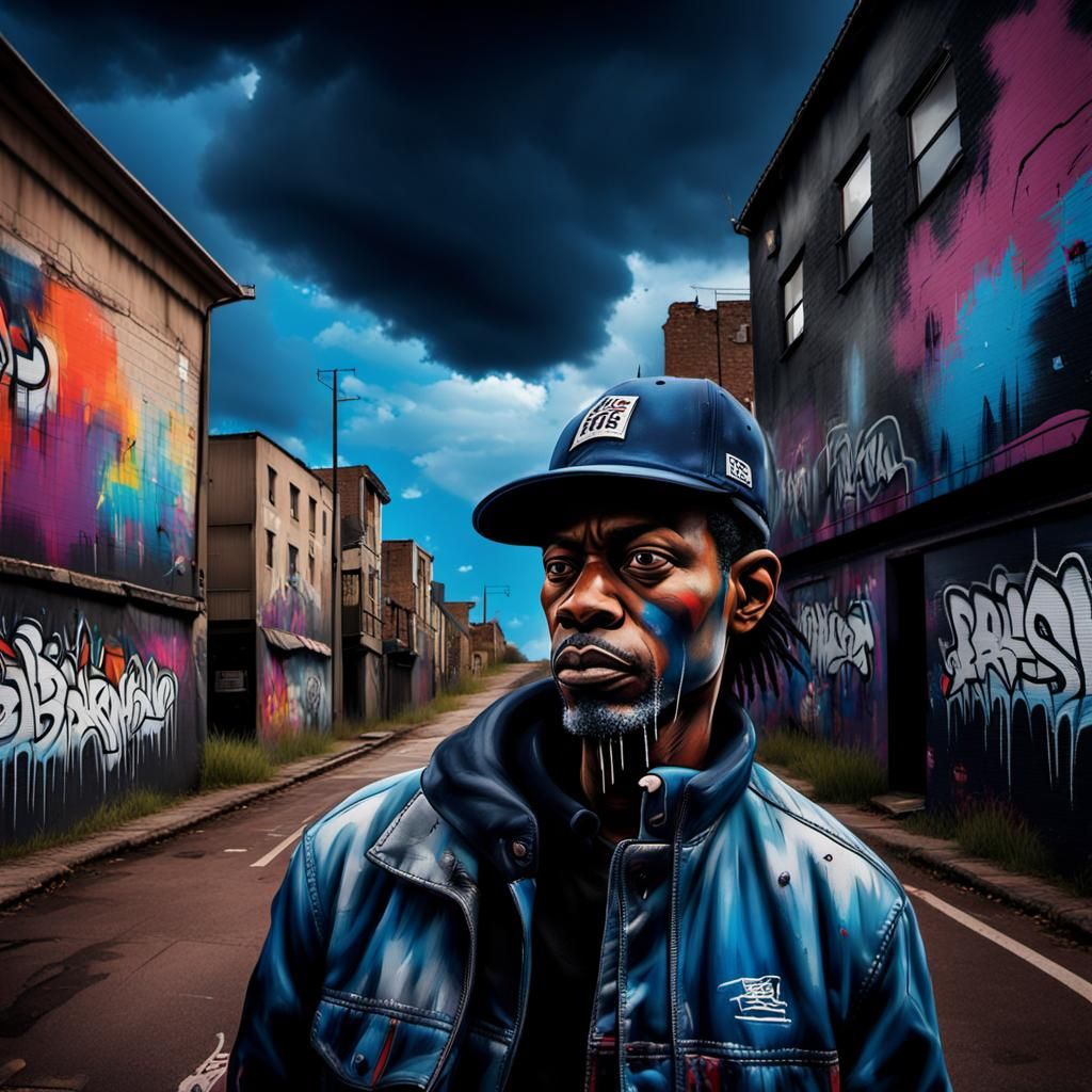 Urban Street Art Portrait in Basquiat Style