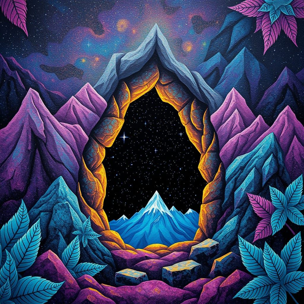 Dimensional Portal in Psychedelic Ayahuasca Art Style
