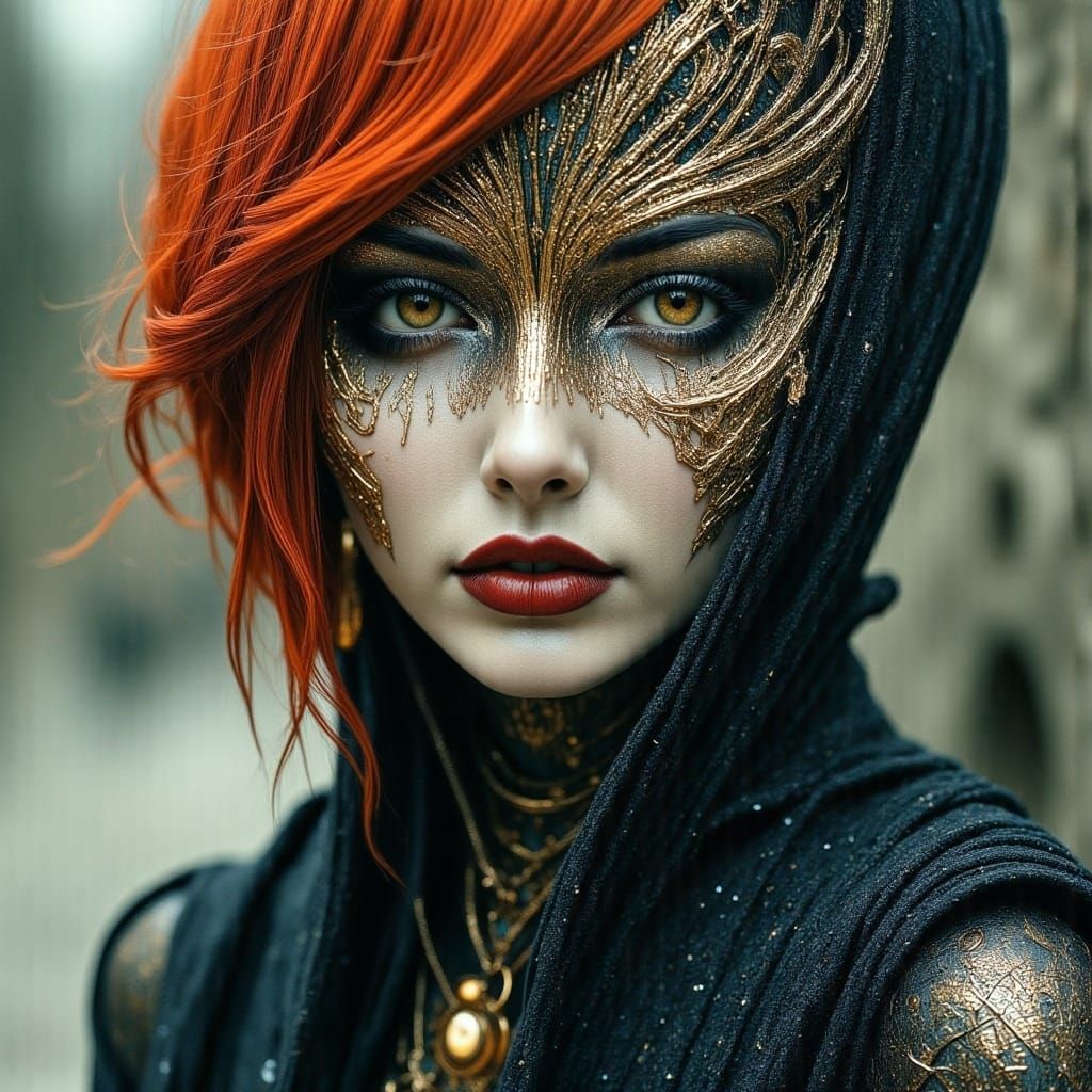 Ethereal Gothic Goddess in Cyberpunk Aesthetic