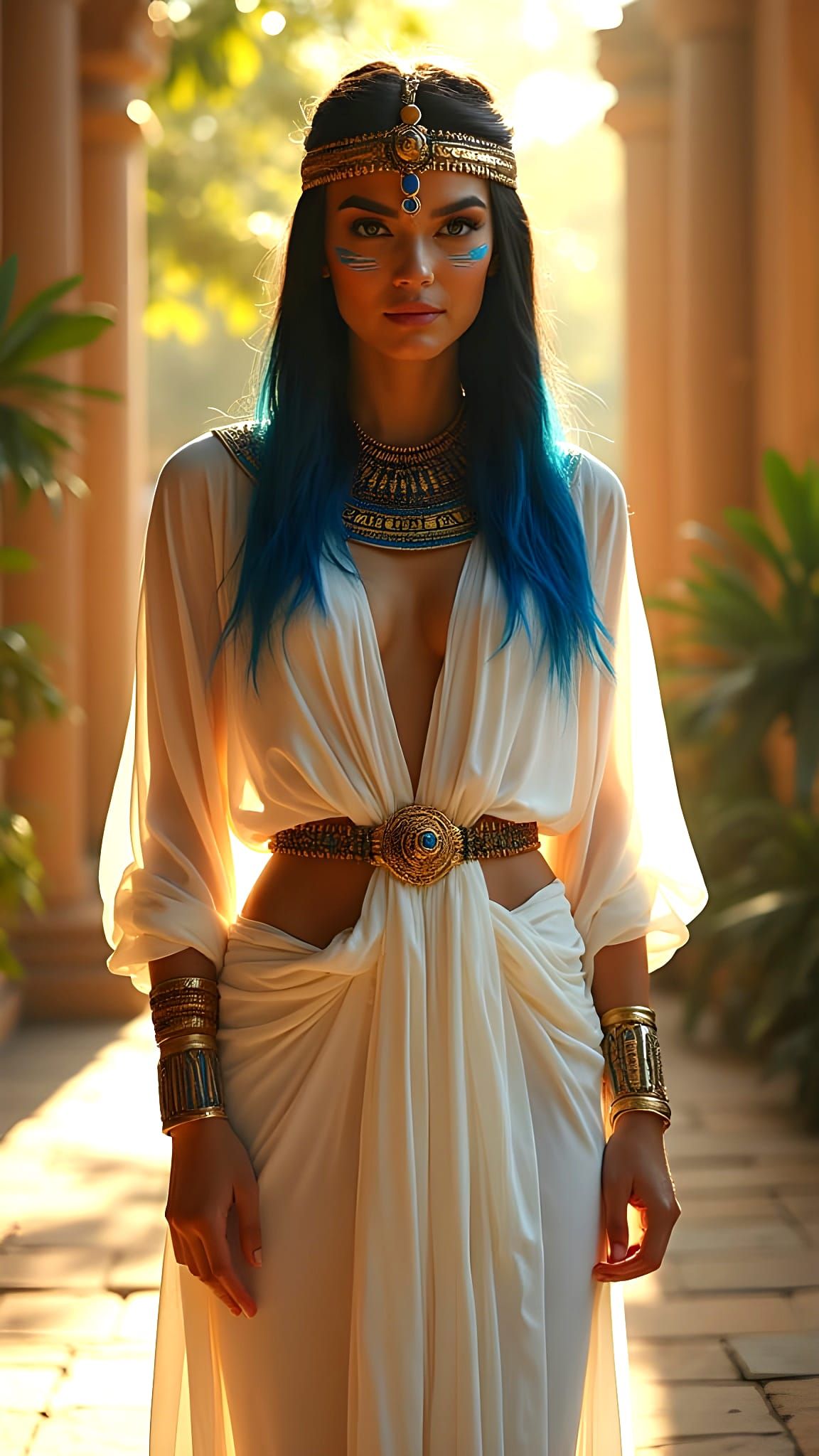 Seductive Egyptian Priestess in Fantasy Art Style