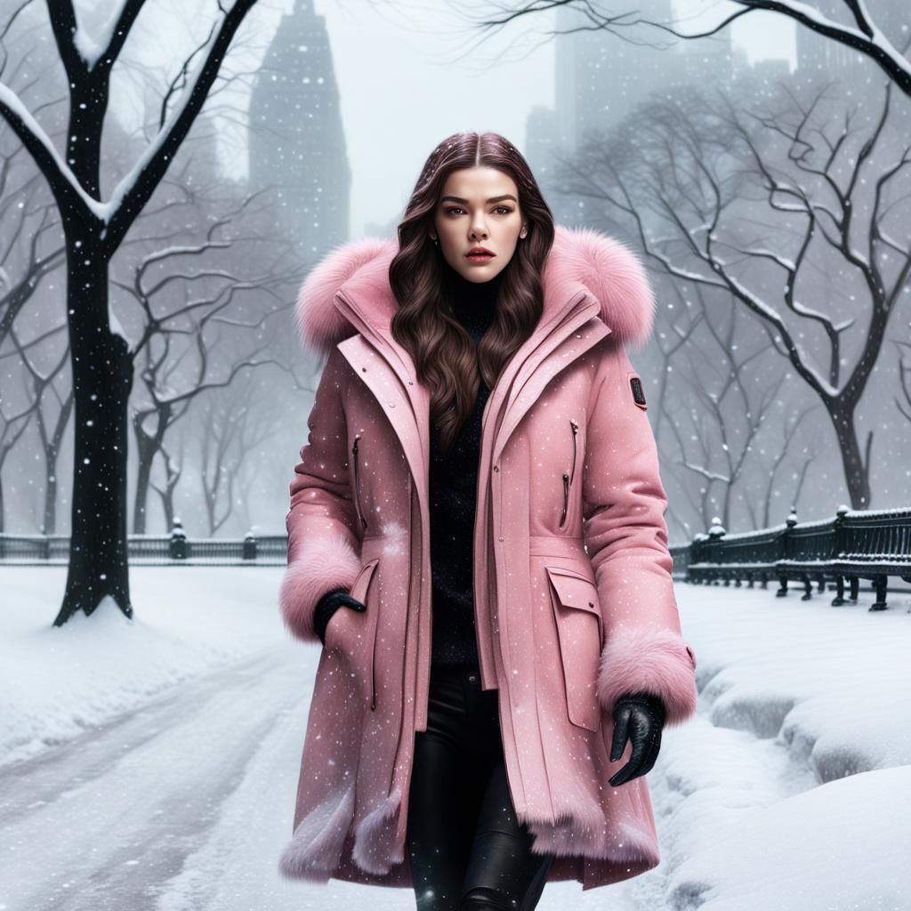 Hailee Steinfeld in Central Park Snowfall