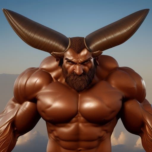 Muscular Minotaur Weightlifting: Fantasy Concept Art