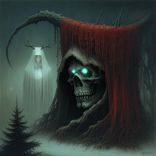 Beksinski's Christmas Spirit Captured in Dark Surrealism