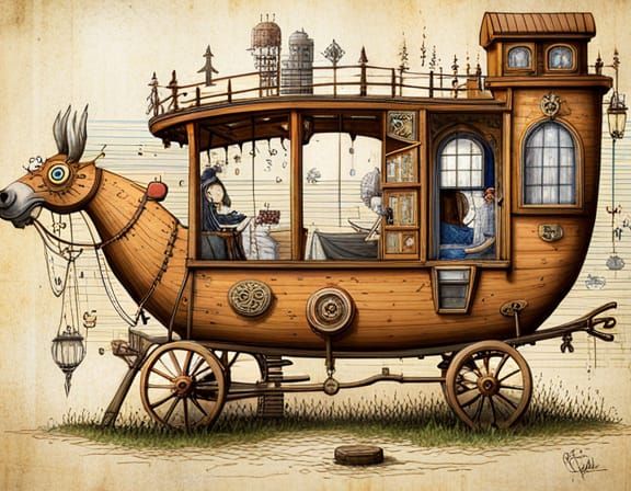 fantasy wagon sketch