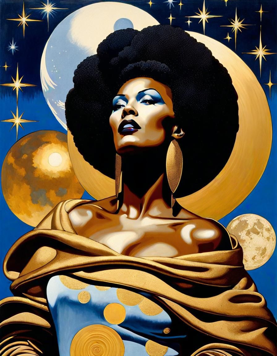 Ethereal Portrait of a Dazzling Diva in a Dreamy Celestial R...