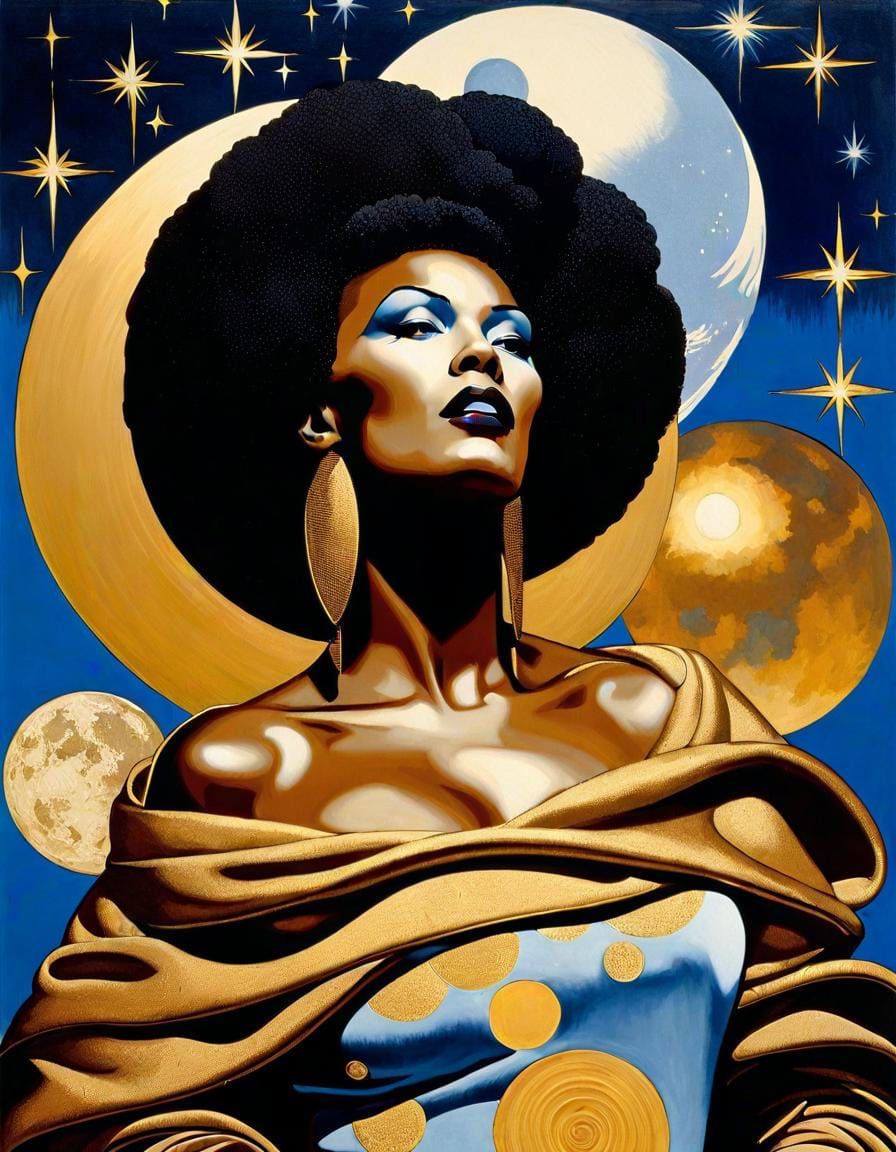 Ethereal Portrait of a Dazzling Diva in a Dreamy Celestial R...