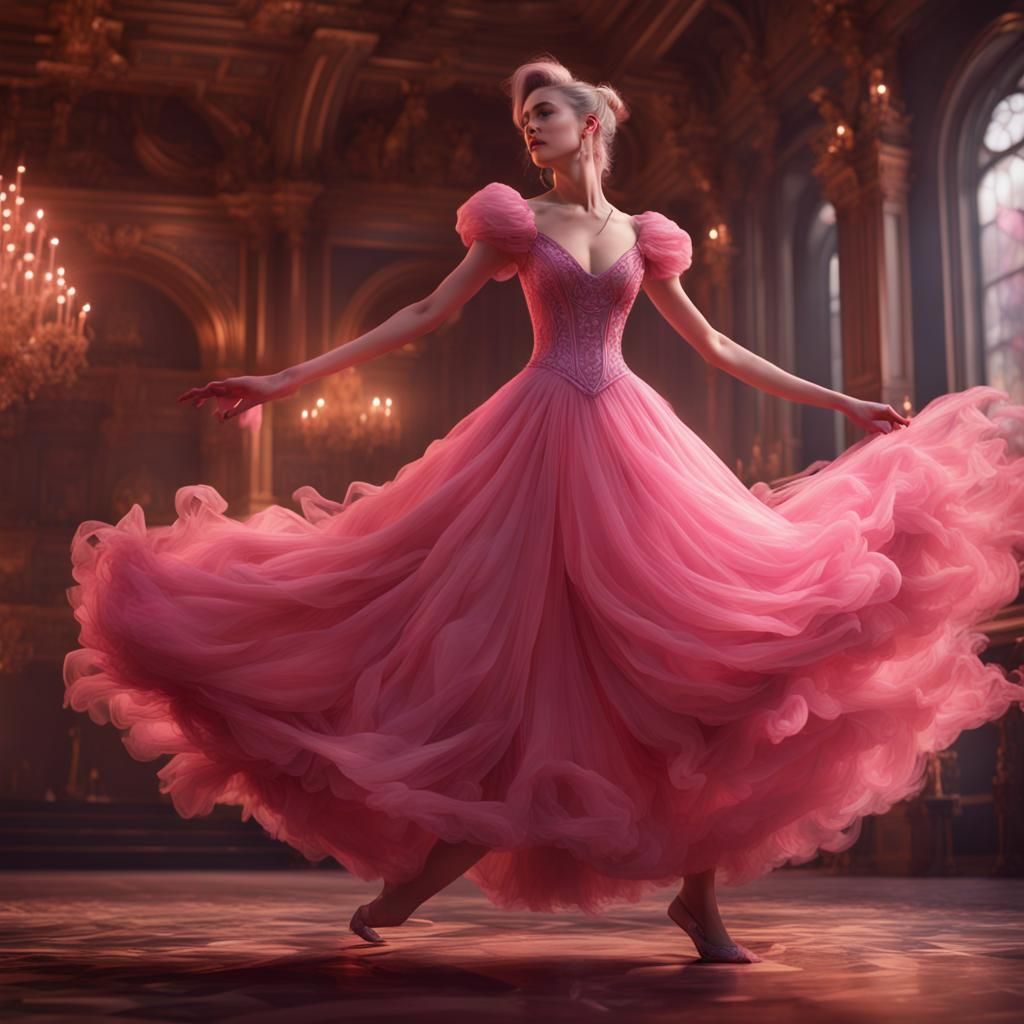 Fantastical Matte Painting: Boy Dancing in Pink Dress