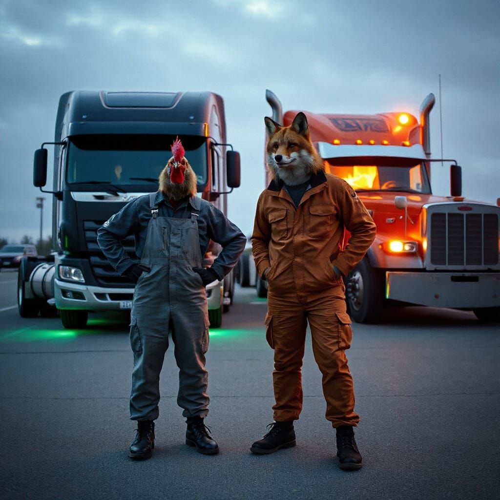 Rooster & Fox Truckers in Dual Fire and Ice Worlds