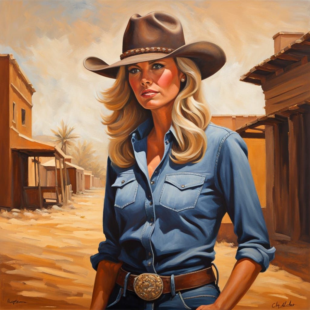 Impressionistic Cowboy on Dusty Western Street