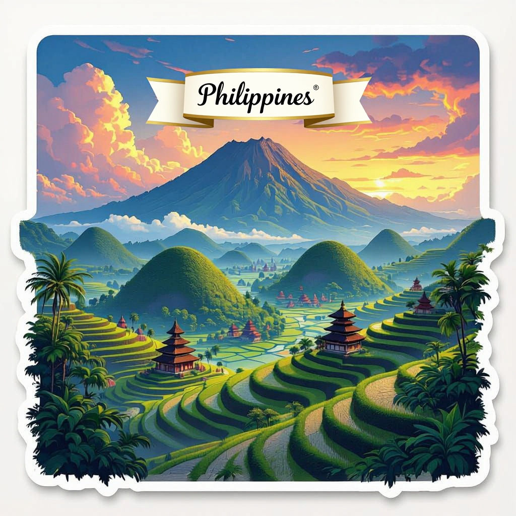 Vibrant Philippines Landmarks Sticker Art