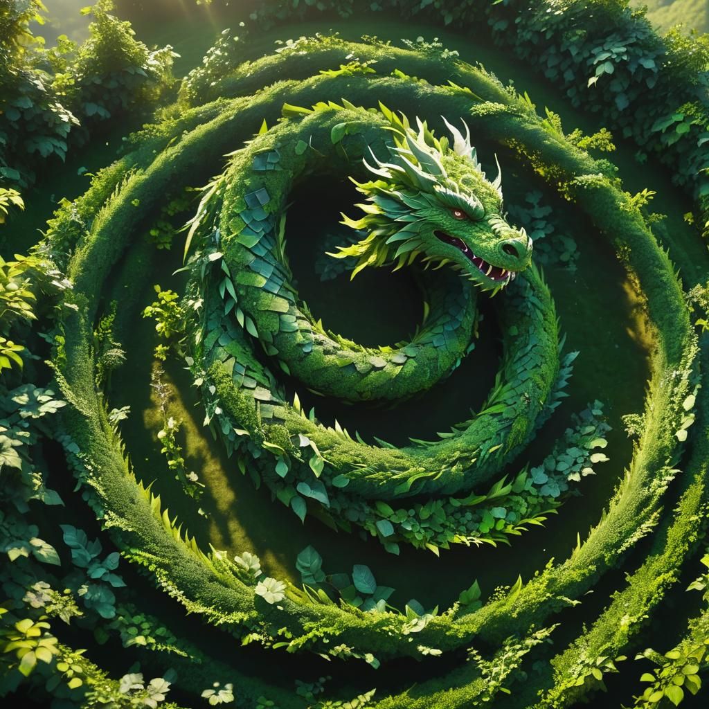 Spectacular Green Hedge Dragon Rises Skyward