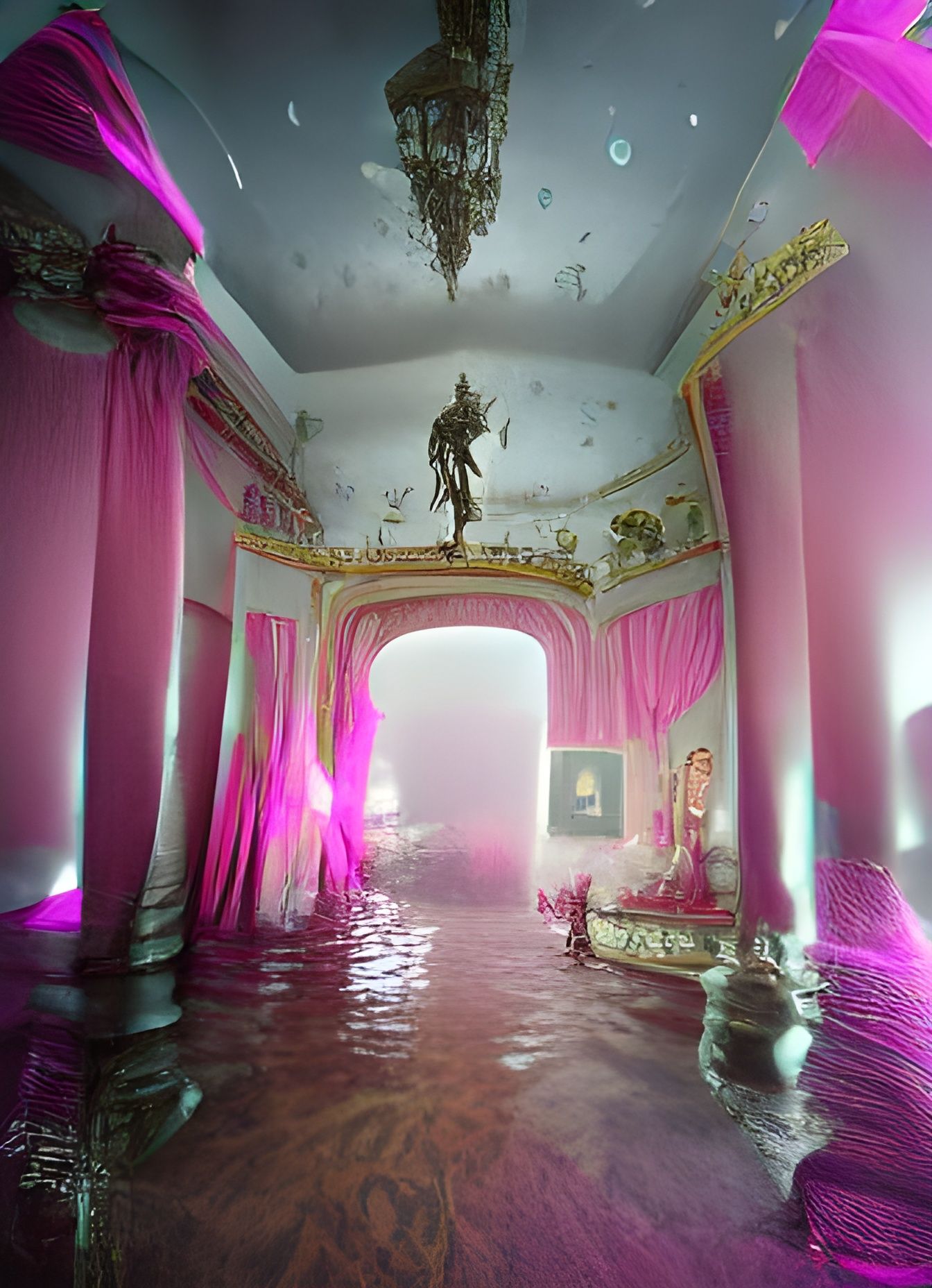 Ethereal Pink Rococo Room in 3D