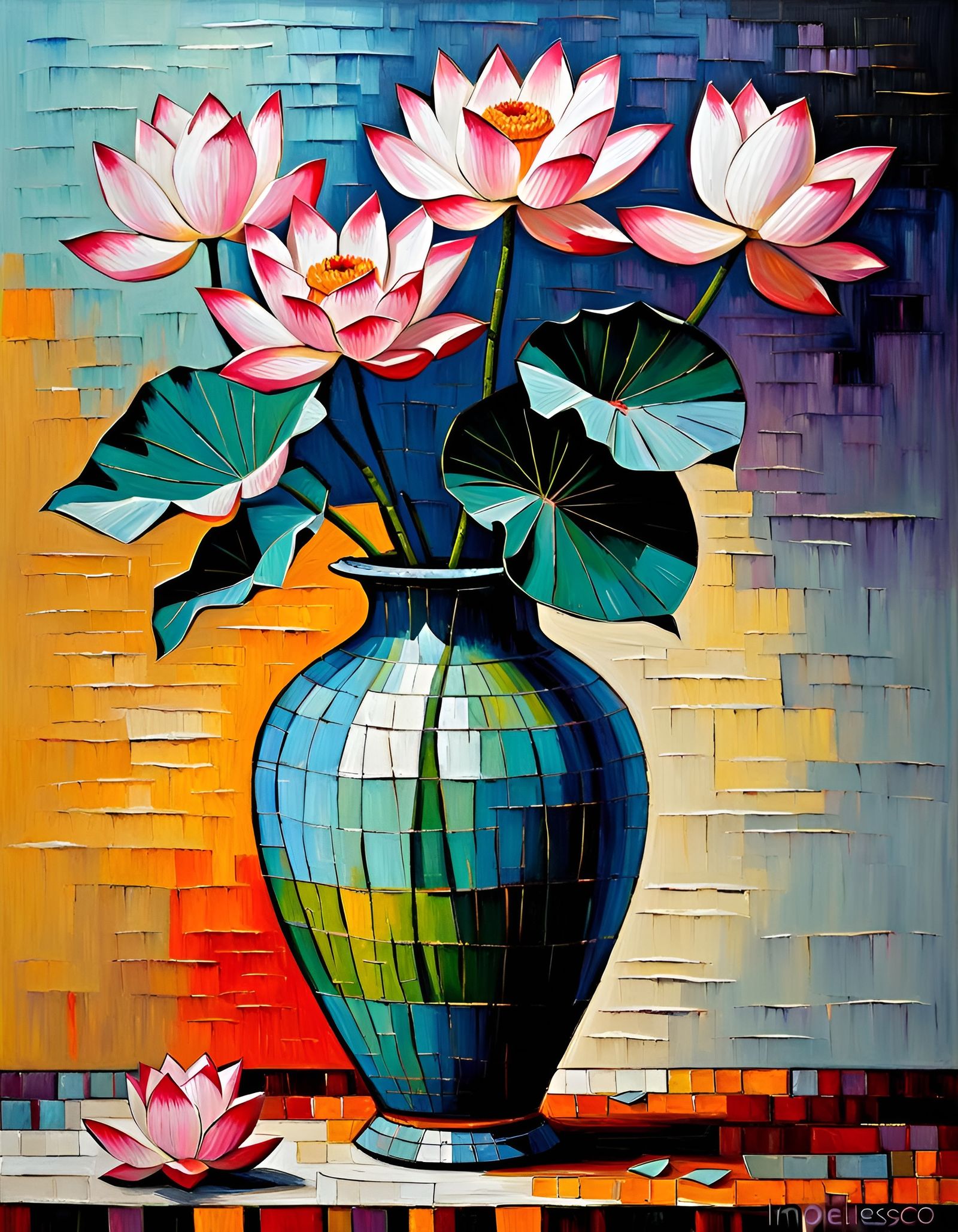 Lotus Flowers: A Heavy Impasto Palette Knife Painting