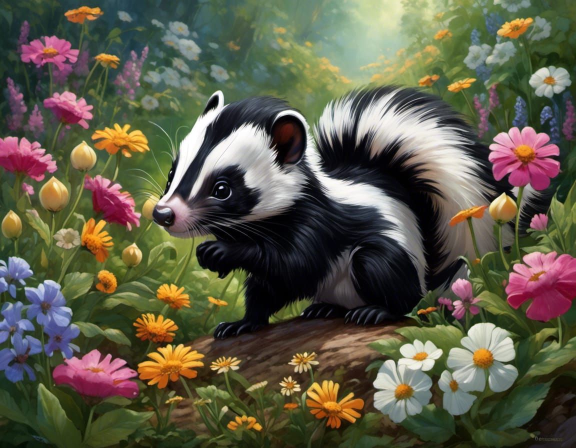 Baby Skunk's Flower Garden Adventure