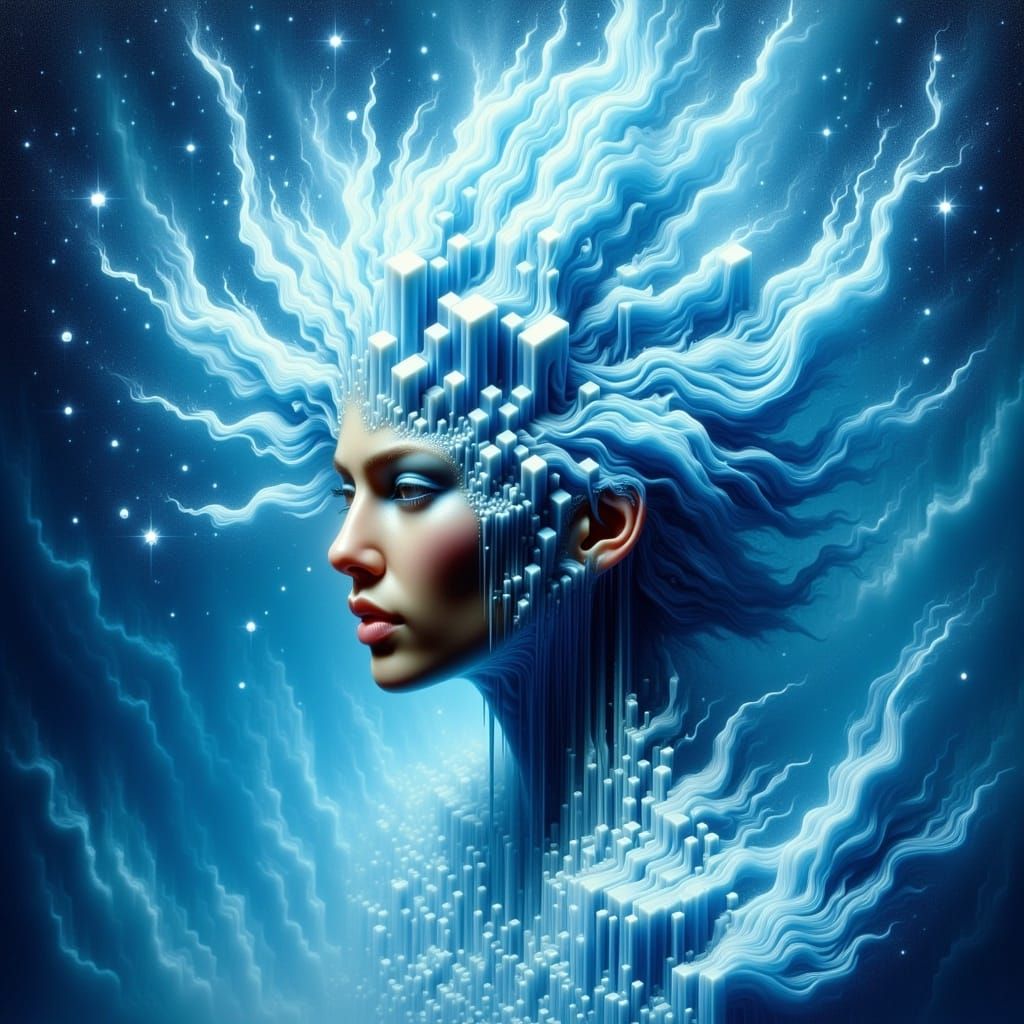 Luminescent Elf Portrait with Color Burst