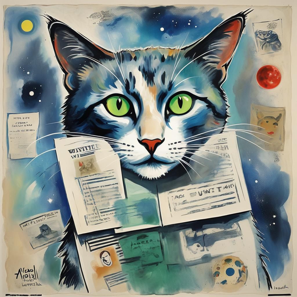 Cat Alien Wanted Poster in Expressionist Style