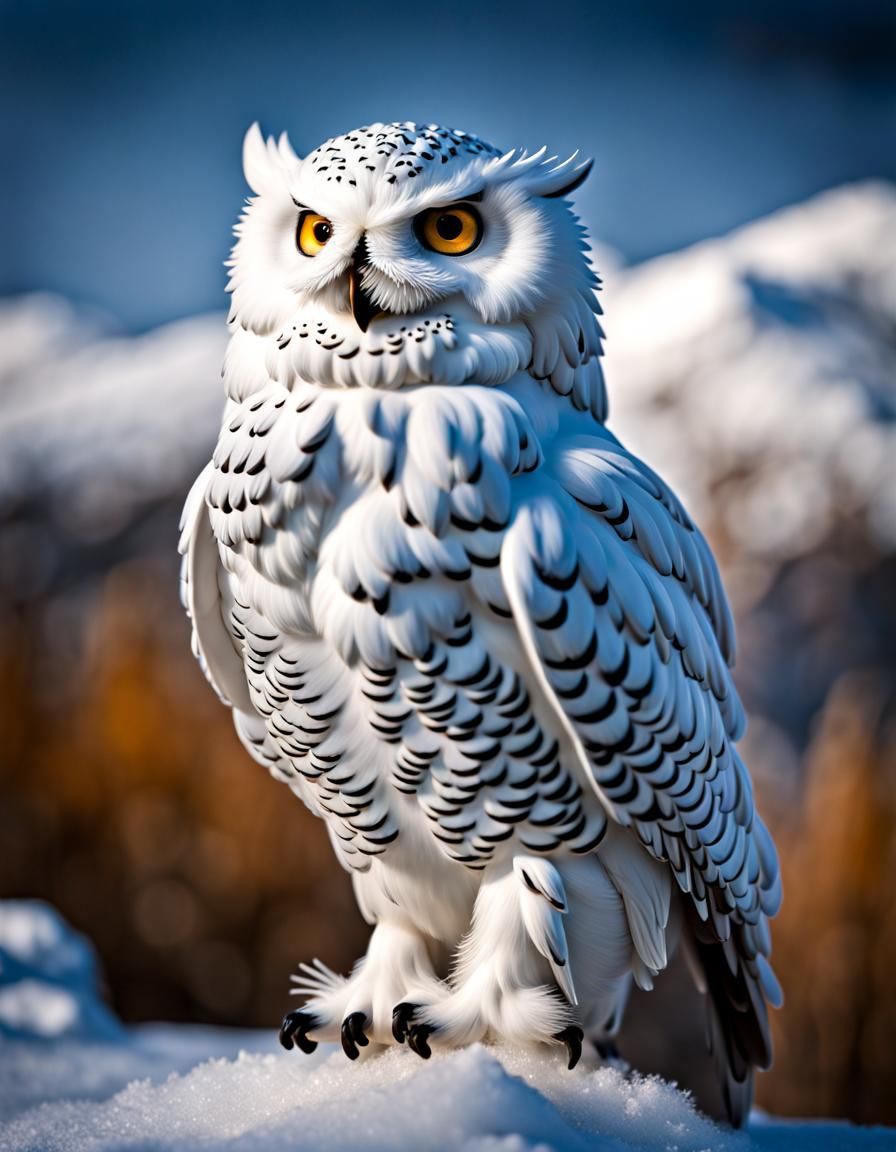 Hyperrealistic Snowy Owl Bobblehead Figure