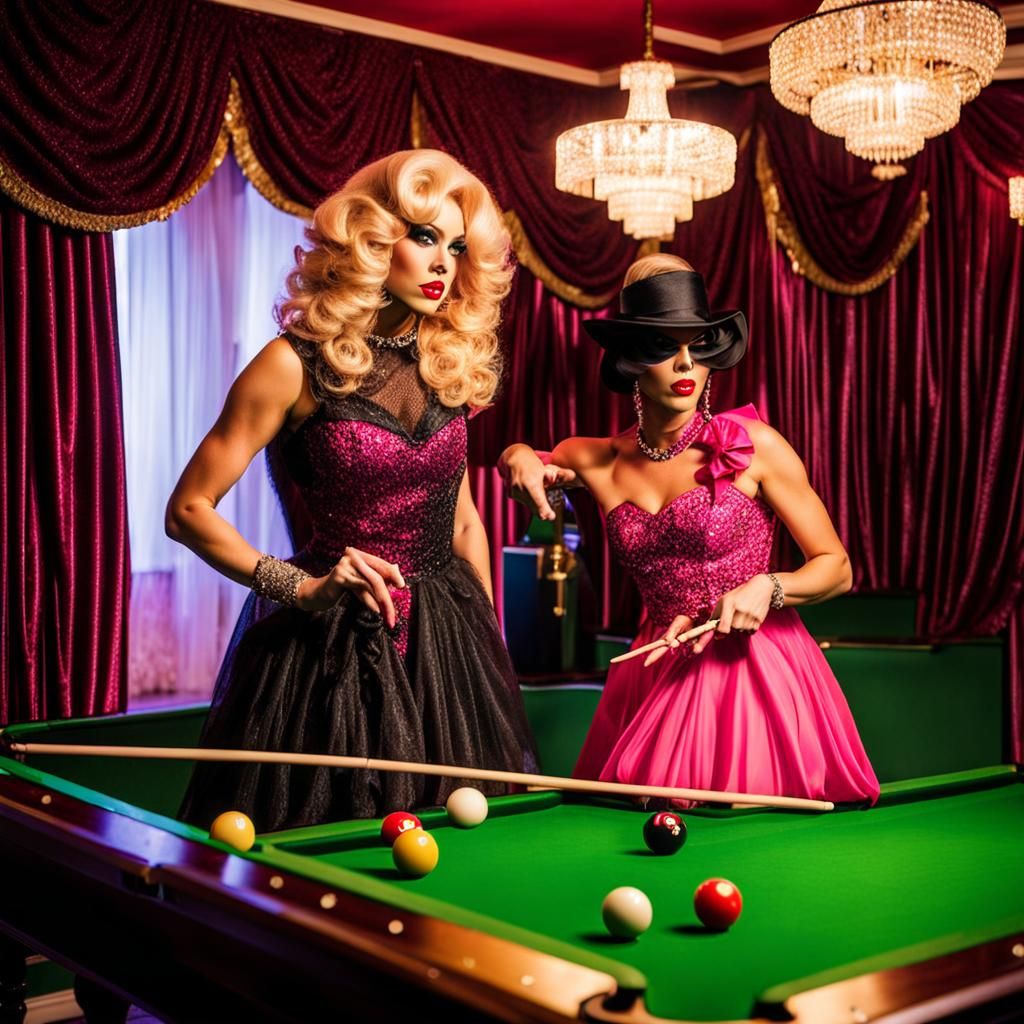 Drag Queens Play Snooker in Chiffon Wonderland