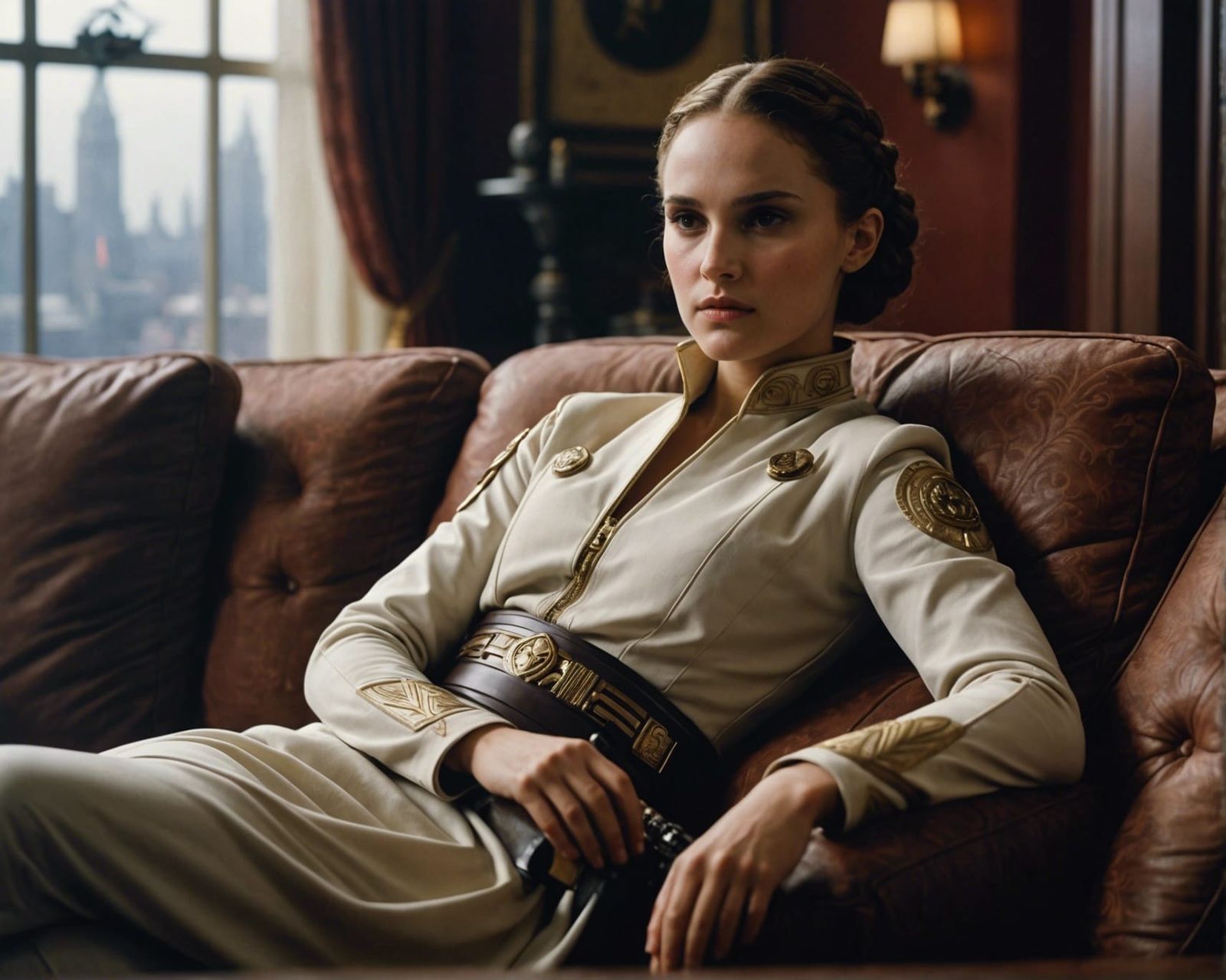 Cinematic Portrait of a Young Woman on a Couch