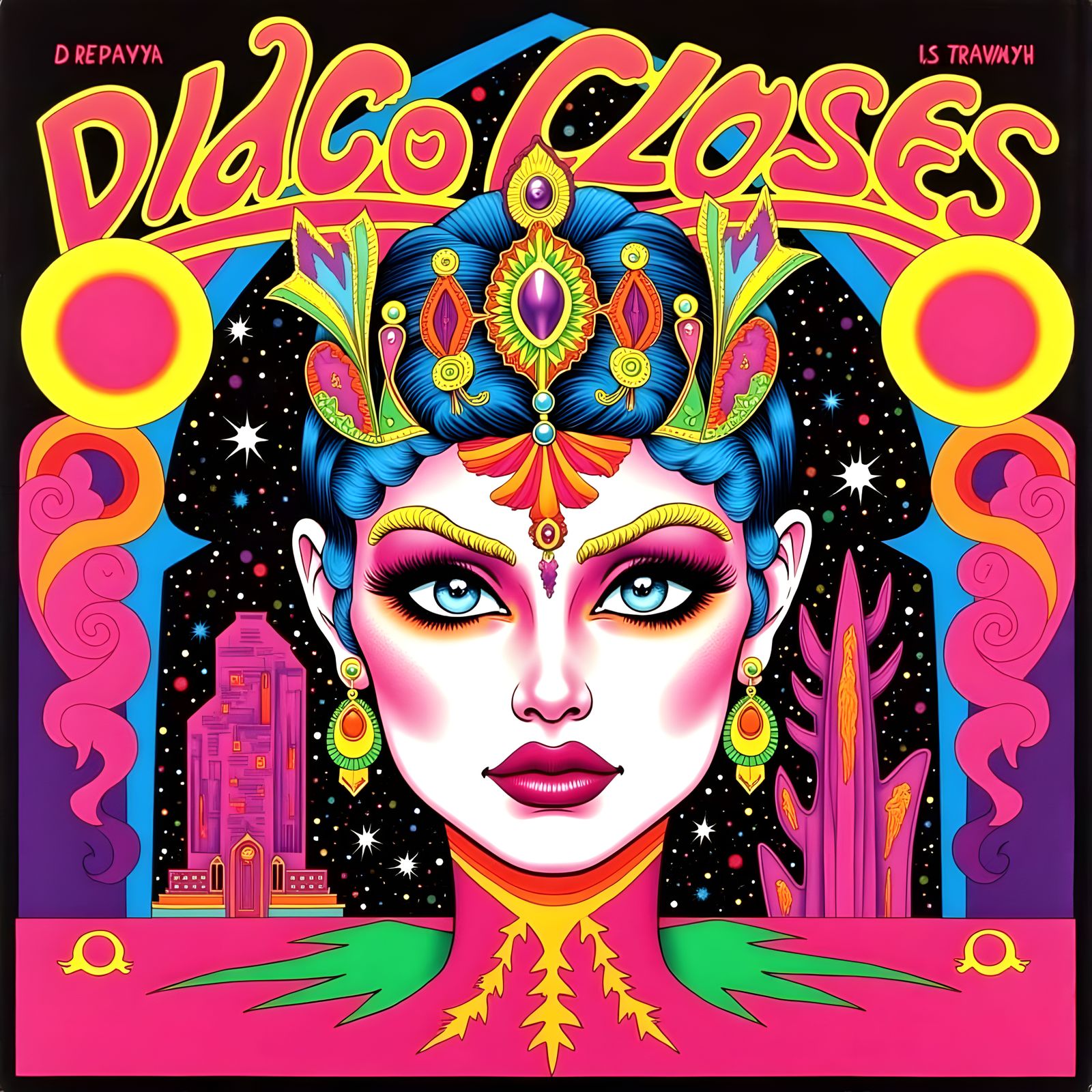 Vibrant Disco Scene in Doomfunk Style