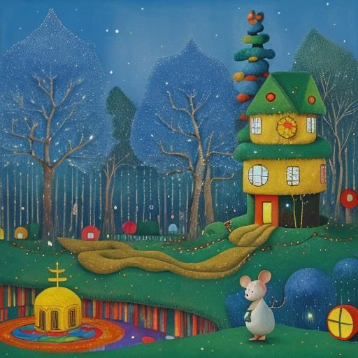 Sparkling Pine Trees Inspired by Surrealism and Expressionis...