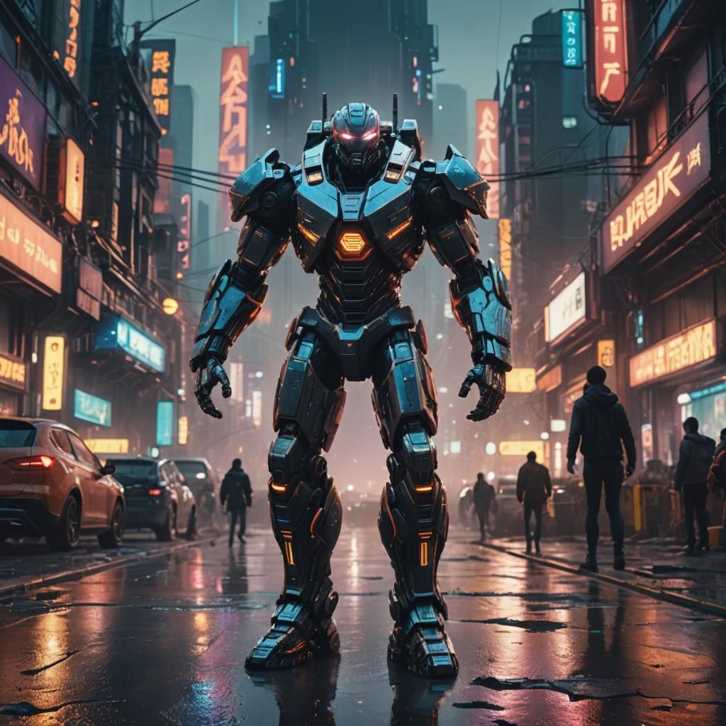 Sci-Fi Superhero in Futuristic Cityscape