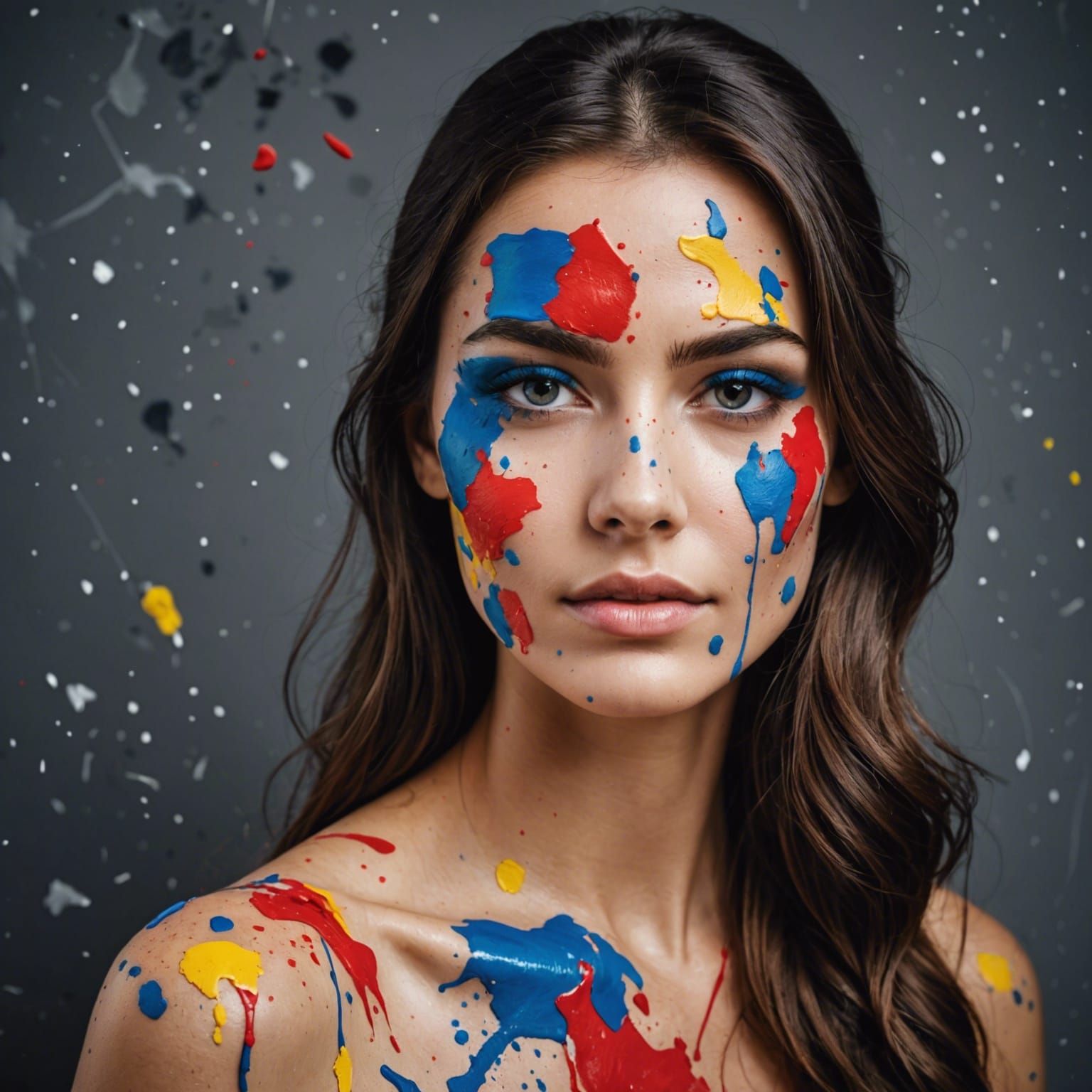 Beautiful Woman with Paint Splatters