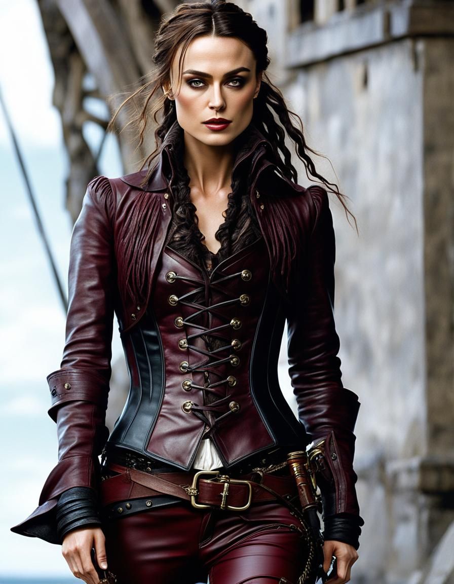 Pirate Portrait: Keira Knightley in Leather Corset